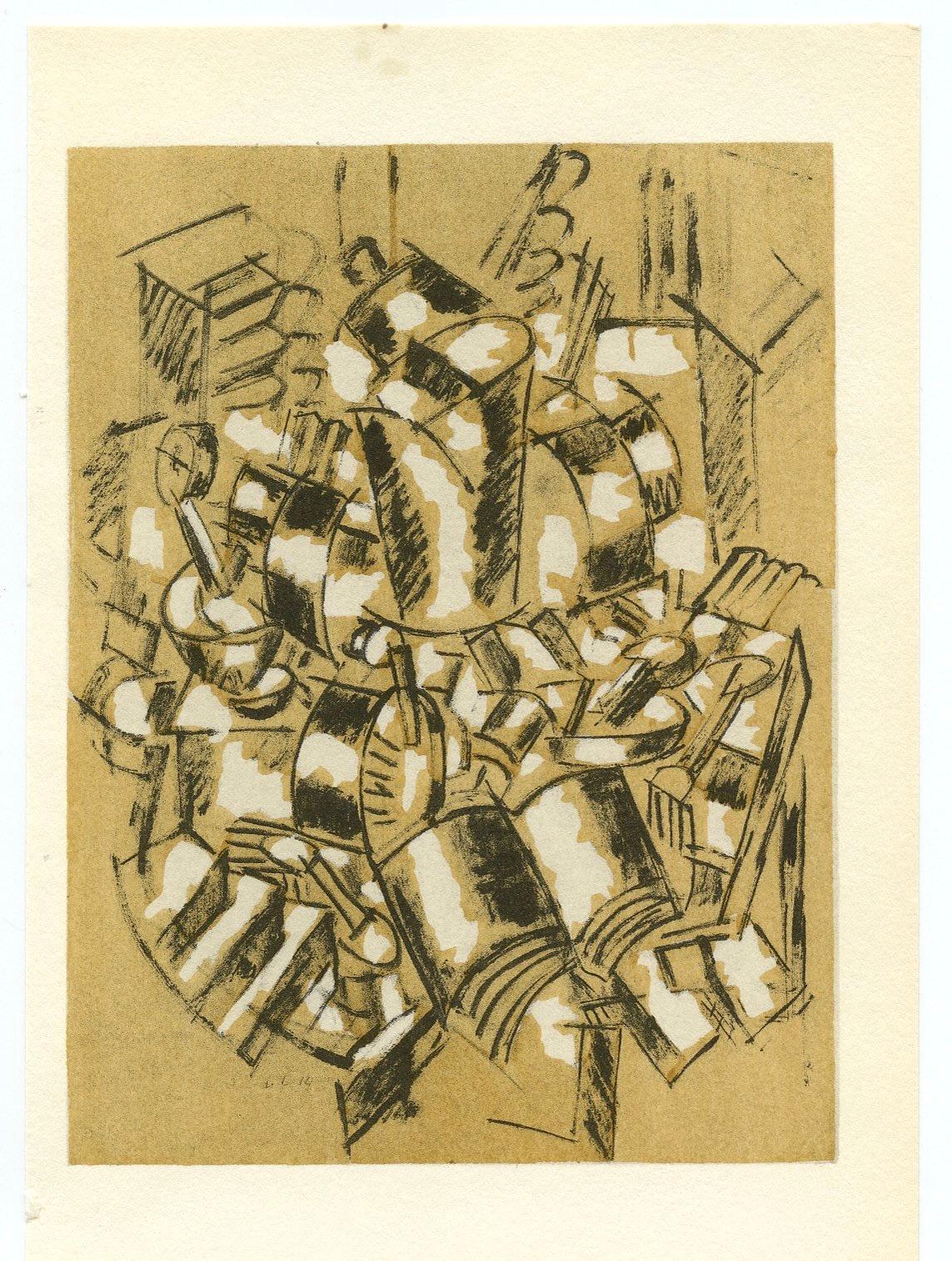 "Pochoir "Nature morte au reveil