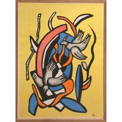 Oiseau sur fond Jaune