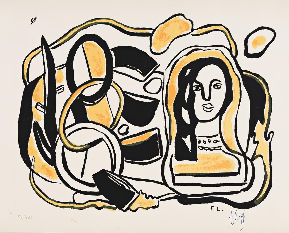 (after) Fernand Léger Print - Tête de Femme avec Composition