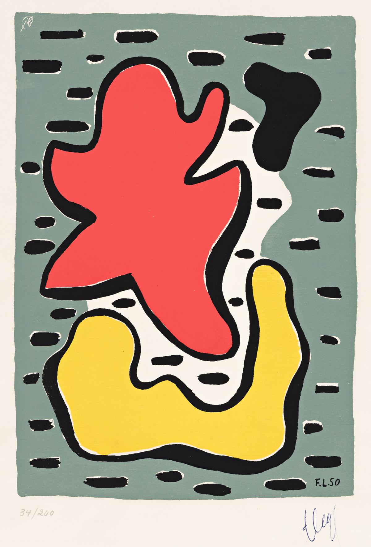 Two color screenprints - Print by (after) Fernand Léger