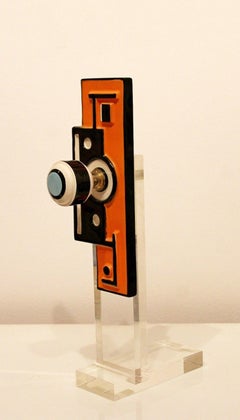Mid Century Modern Orange & Lucite Table Sculpture Escutcheon Fernand Leger '50s