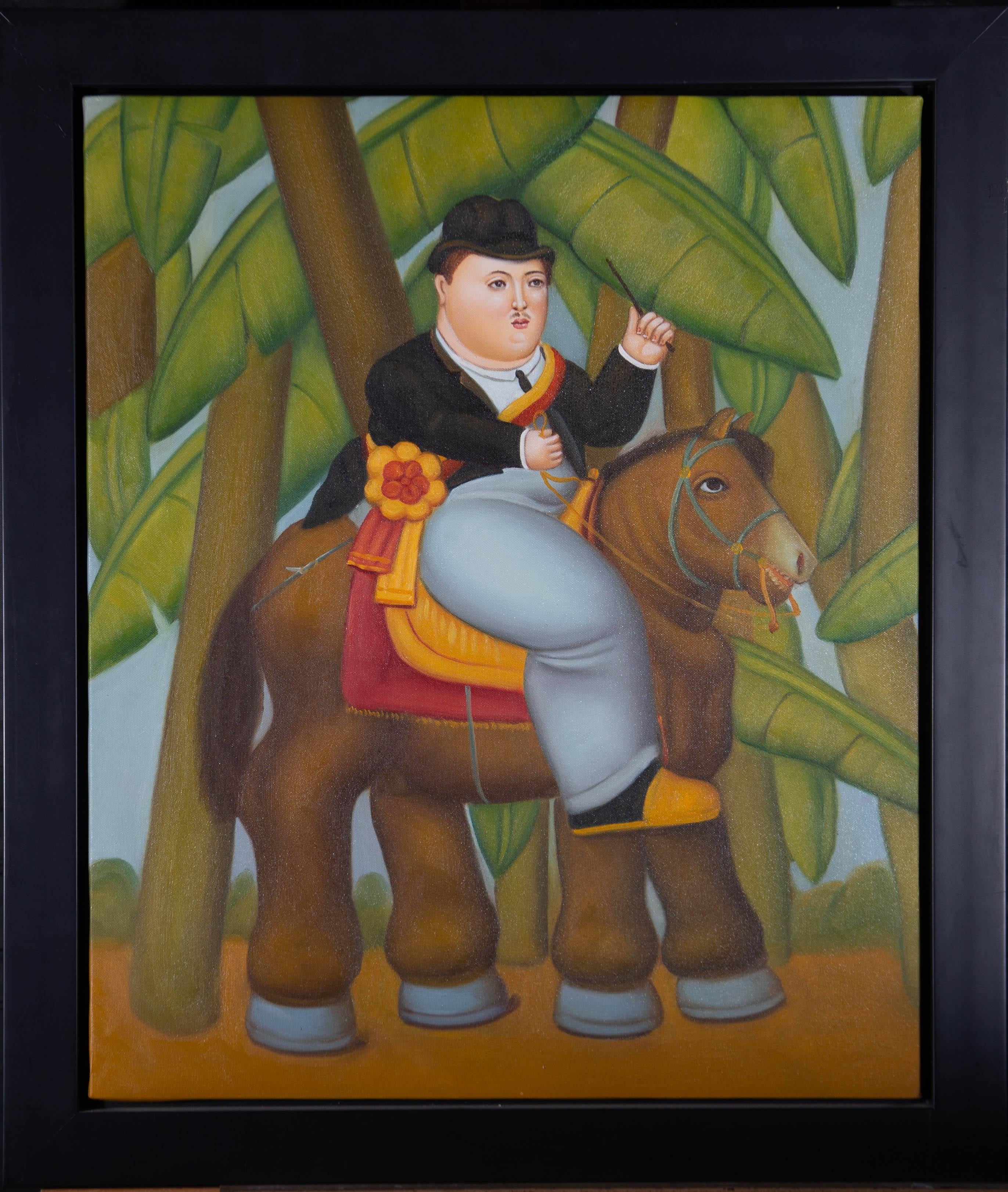 Portrait Painting After Fernando Botero - D'après Fernando Botero (né en 1932) - Huile contemporaine, The President