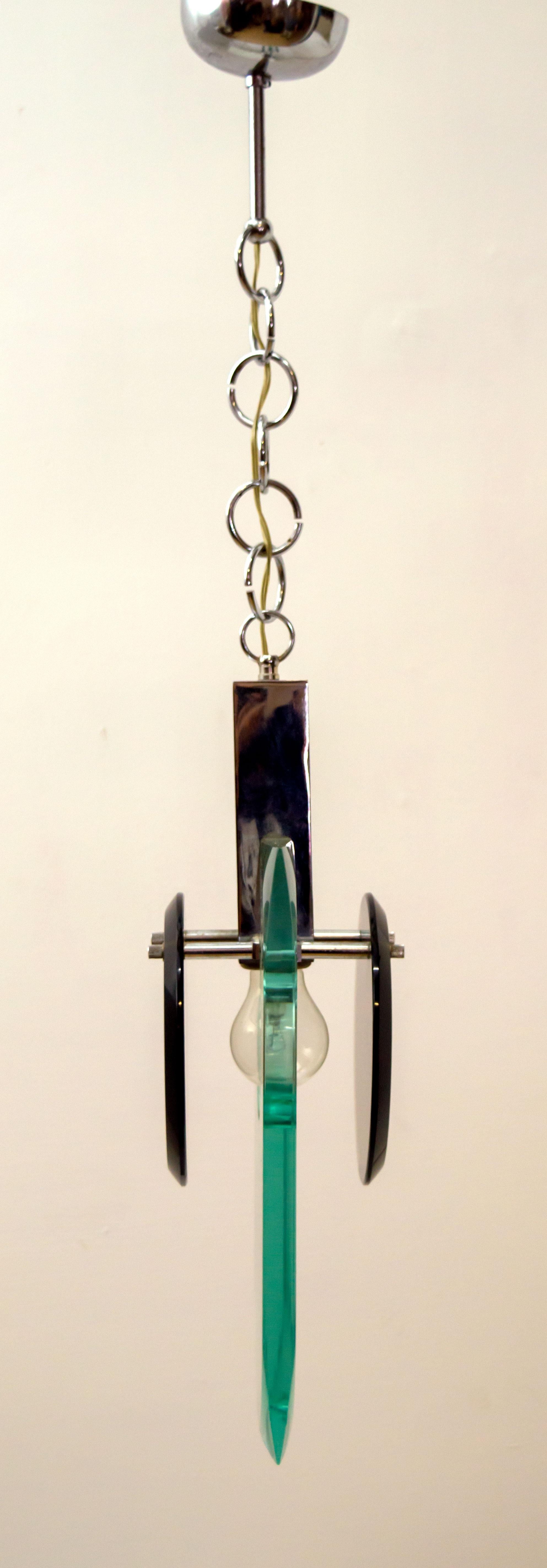 Metal After Fontana Mid-Century Modern Italian Crystal Pendant Light, 1960s For Sale