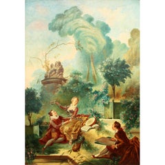 After Fragonard French 19th Century Oil on Canvas Progress of Love-Lover Crowned