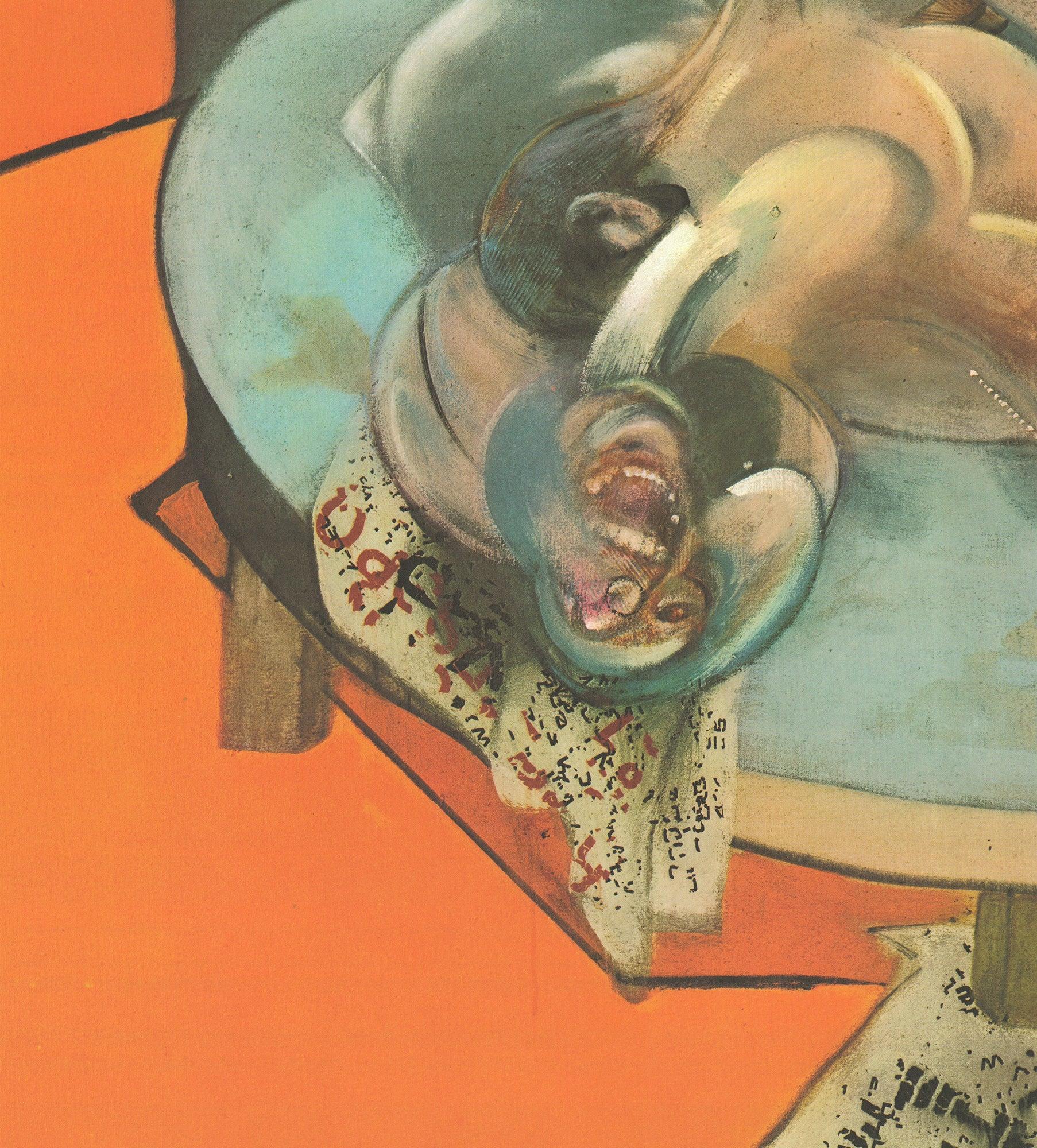 Francis Bacon, In Marlborough, Vintage-Lithographie, 1980 (Orange), Figurative Print, von (after) Francis Bacon