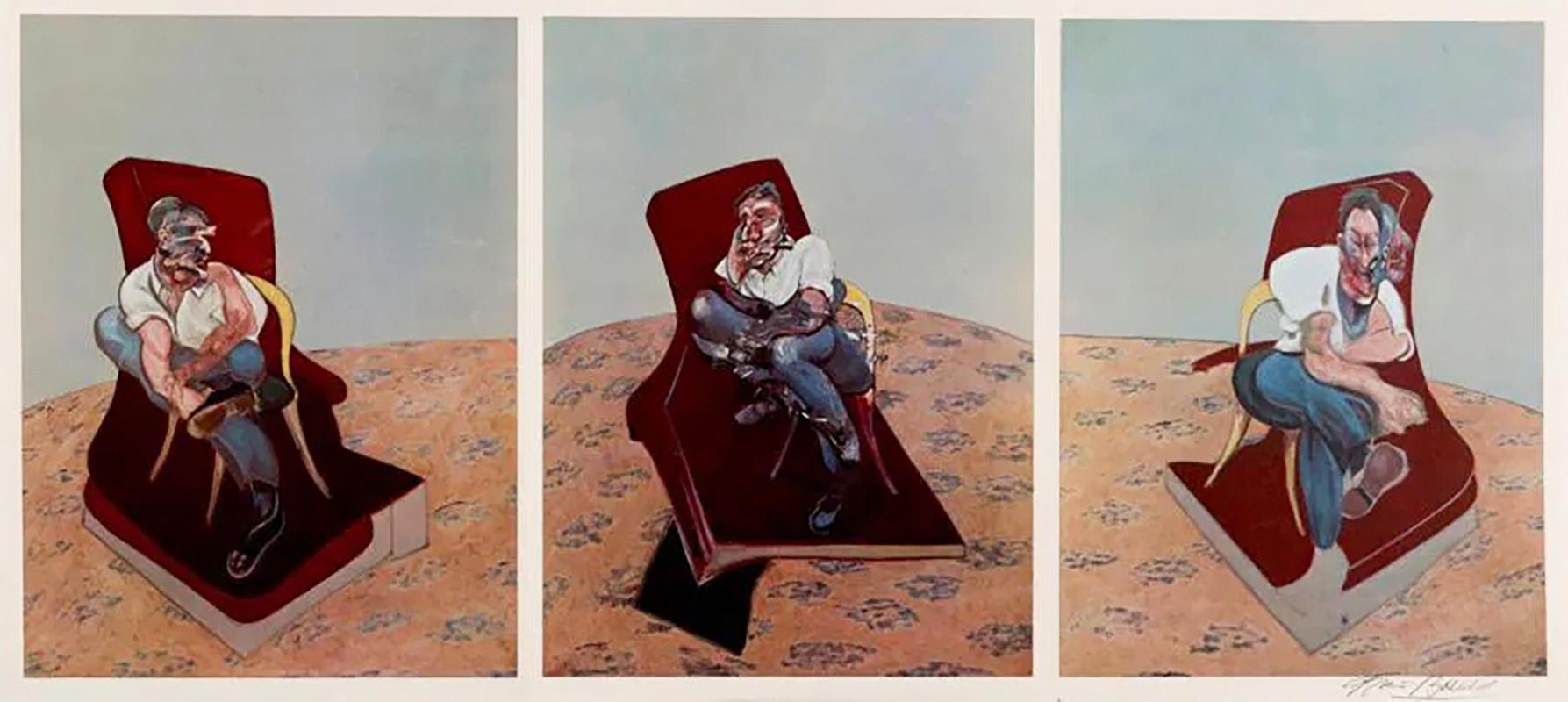 Francis Bacon 'Three Studies for Portrait of Lucian Freud' lithograph 1966 - Contemporary Print by (after) Francis Bacon