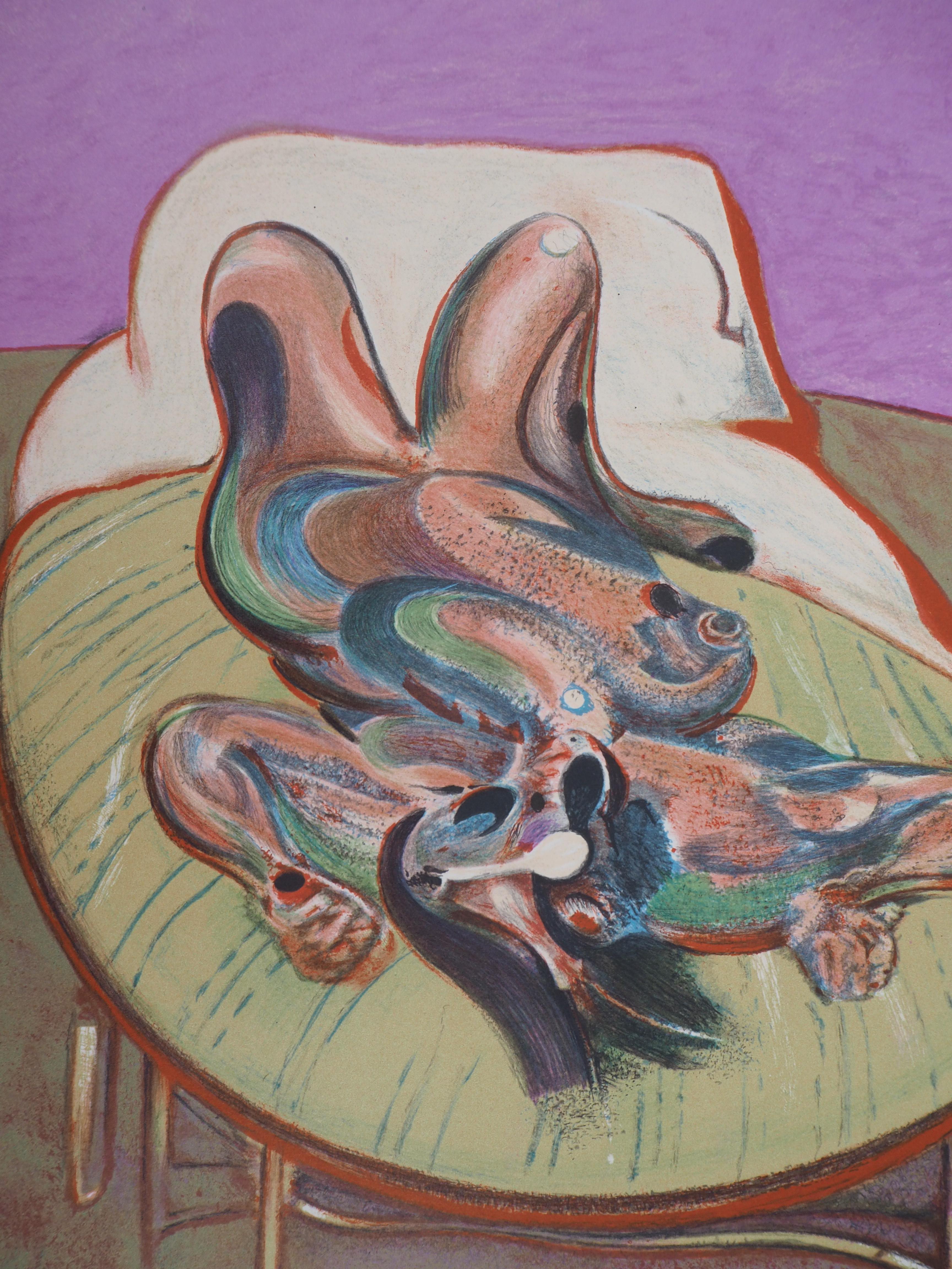 Lying Woman - Original vintage lithograph poster, Maeght 1966 - Gray Figurative Print by (after) Francis Bacon