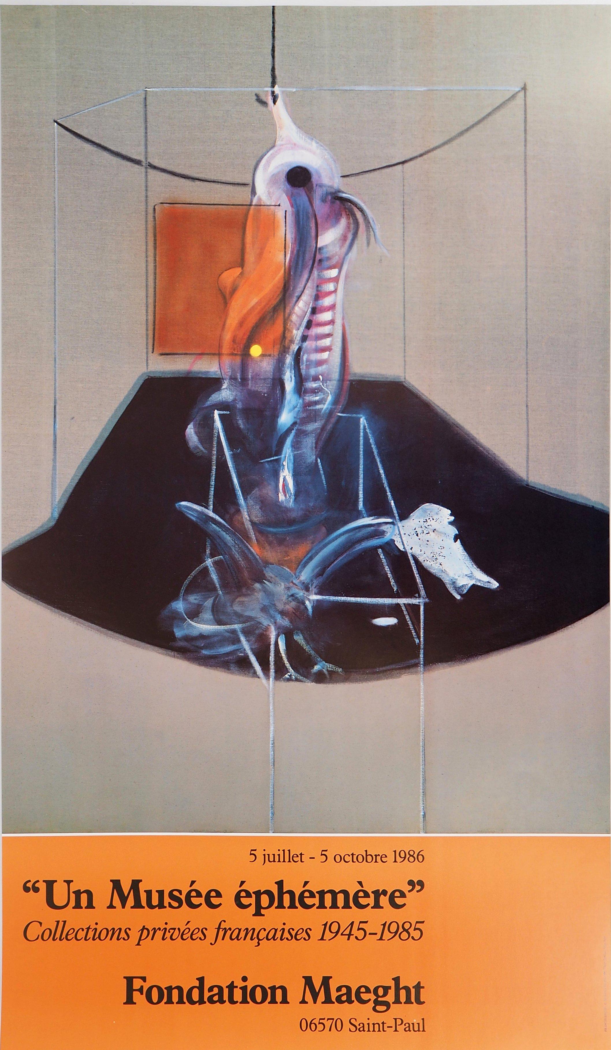 (after) Francis Bacon Figurative Print - Meat Carcass and Bird of Prey - Vintage Poster 