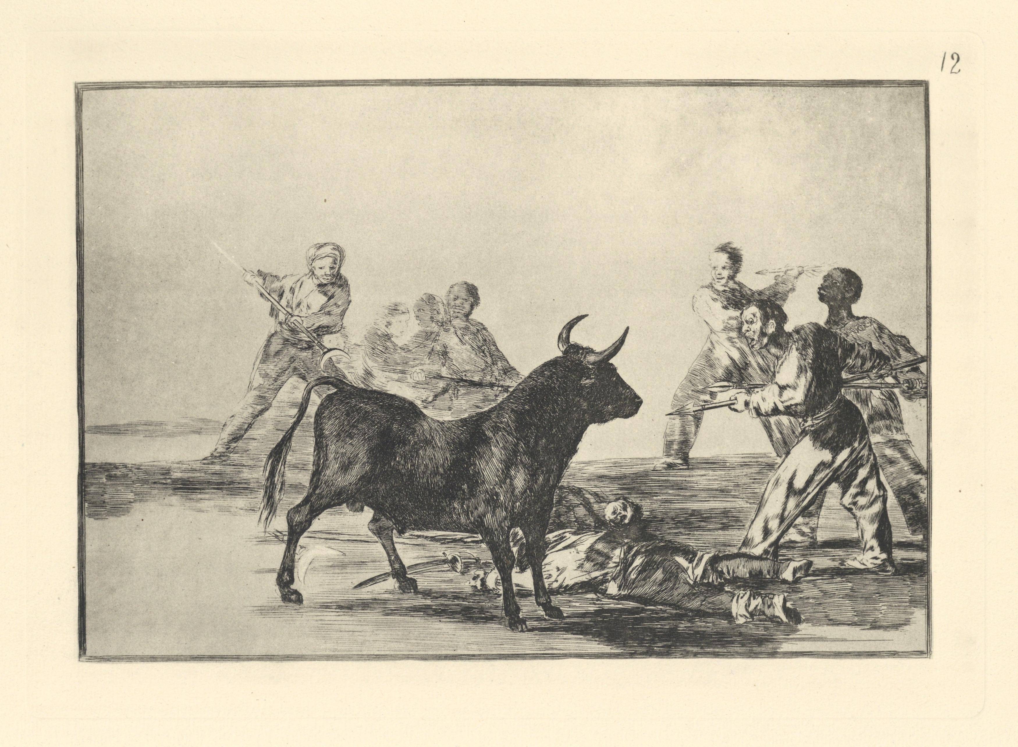 Tauromaquia – Teller 12 – Print von (after) Francisco Goya