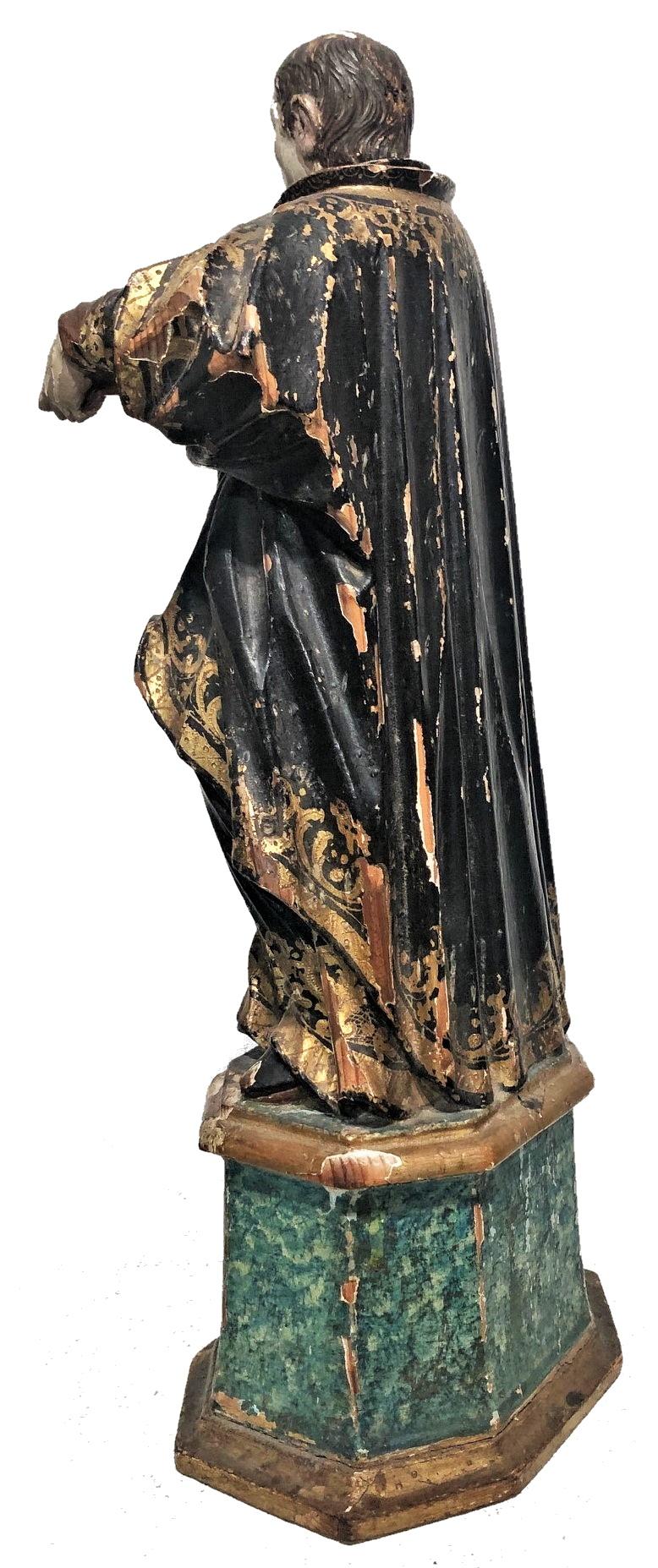 After Francisco Ruiz Gijon, St. Francis, Spanish Baroque Wood Sculpture, 17th C. For Sale 3