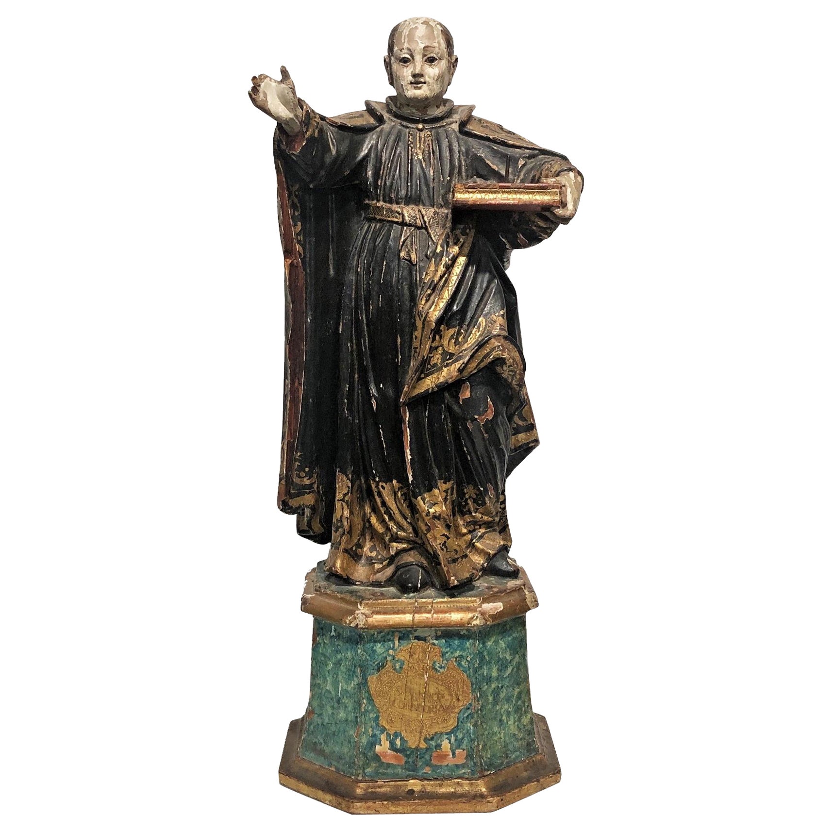 D'après Francisco Ruiz Gijon, St. Francis, sculpture baroque espagnole en bois, 17e siècle
