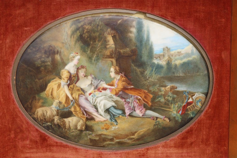 Late 19th Century After François Boucher a French Oval Porcelain Plaque For Sale