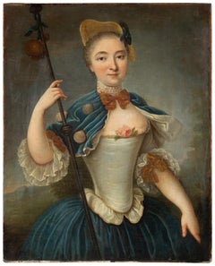 18th century French figure painting - Female figure - Oil on canvas Paris