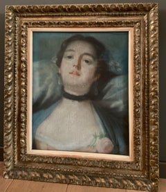  French 18th century rococo pastel portrait "La voluptueuse "