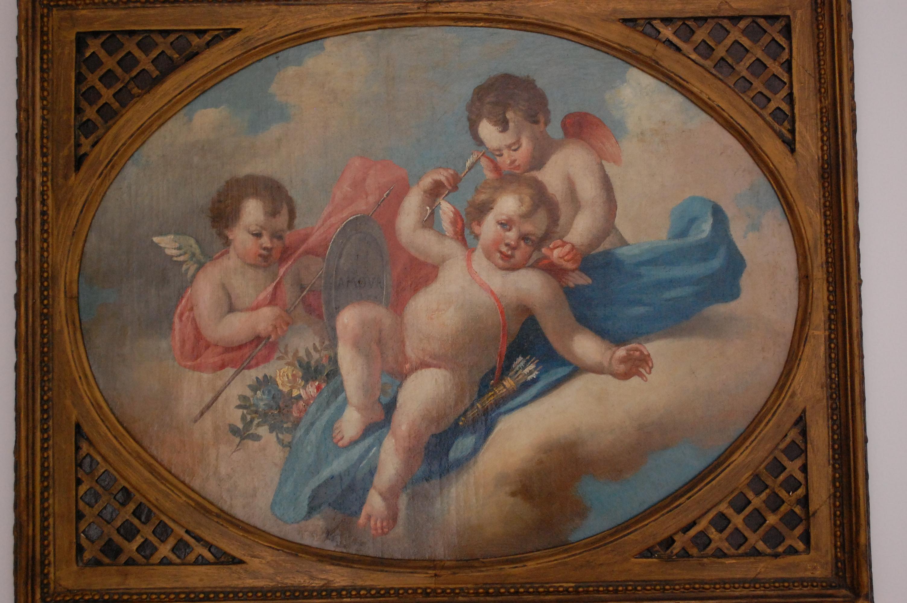 Pair of Antique Paintings With Cherubs   For Sale 3