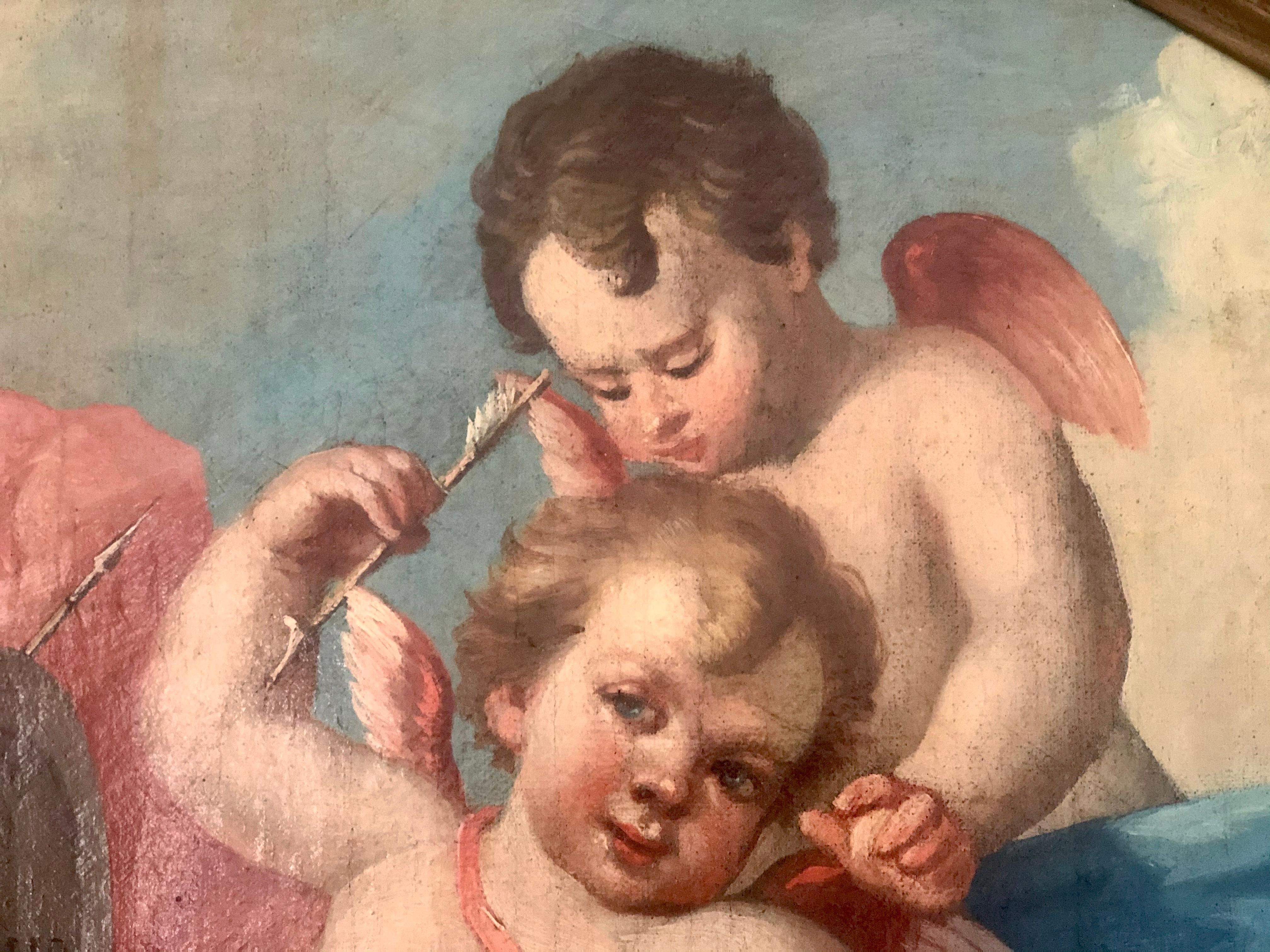  Pair of Antique Paintings With Cherubs   - Brown Figurative Painting by (After) Francois Boucher