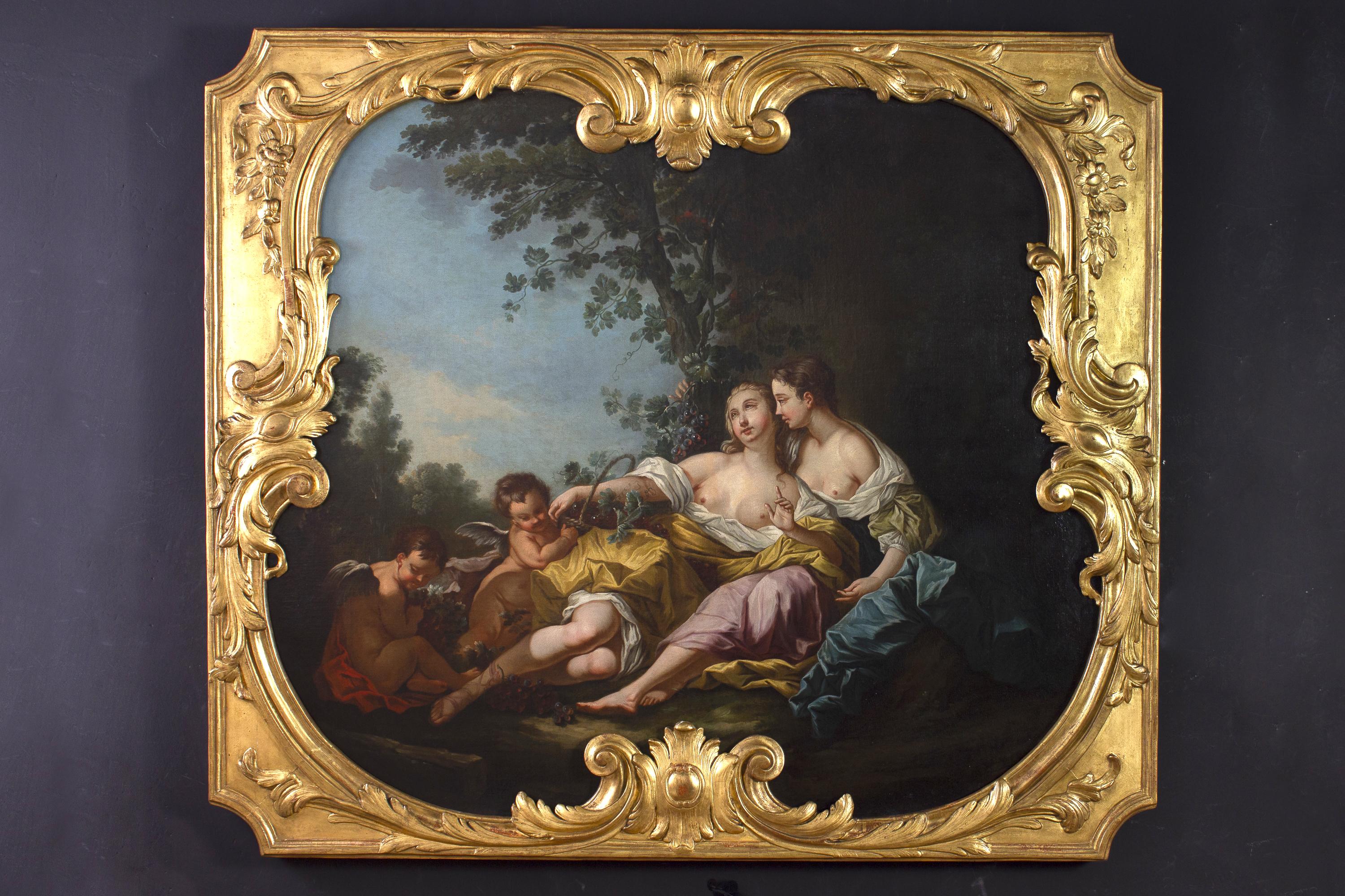 Paire de grandes peintures à l'huile françaises du 18ème siècle d'après François Boucher en vente 1