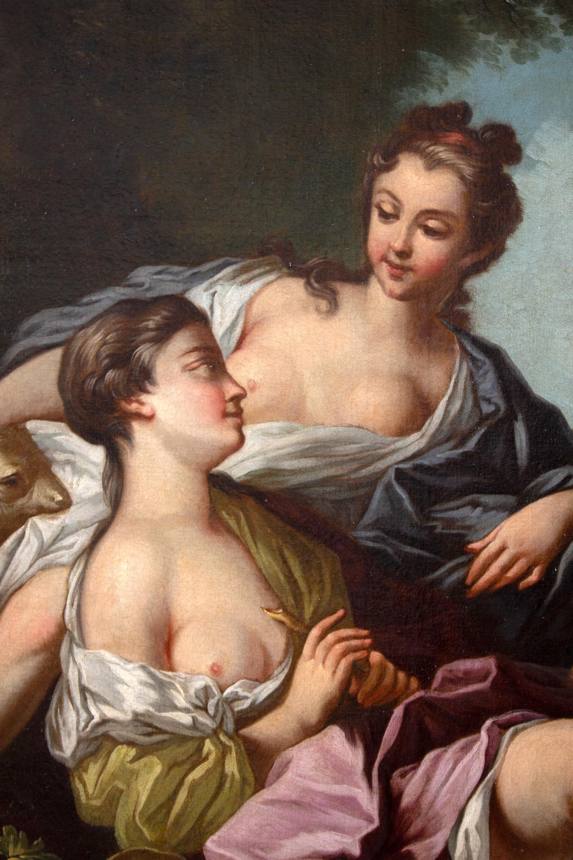 Paire de grandes peintures à l'huile françaises du 18ème siècle d'après François Boucher en vente 4