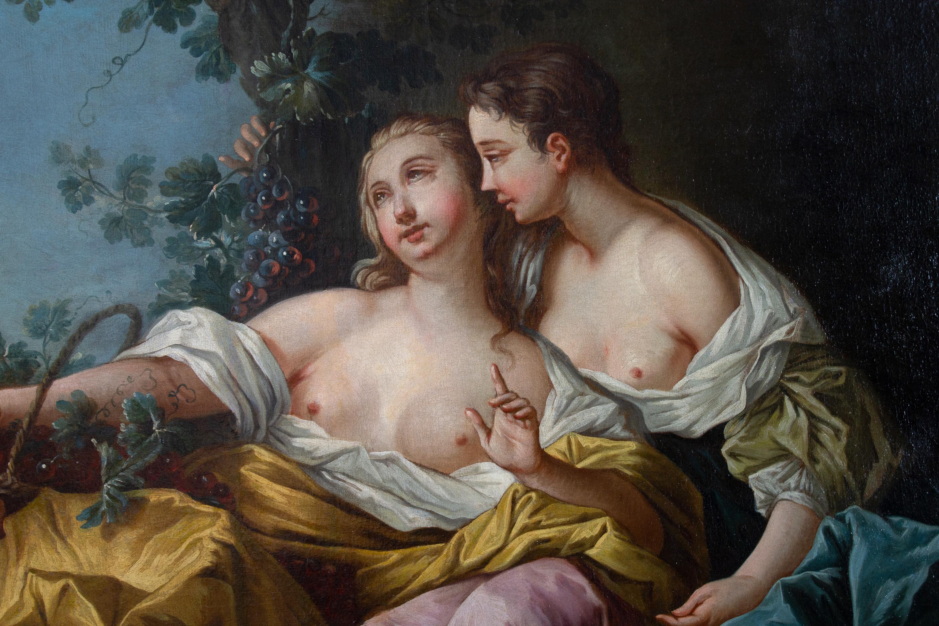 Paire de grandes peintures à l'huile françaises du 18ème siècle d'après François Boucher en vente 6