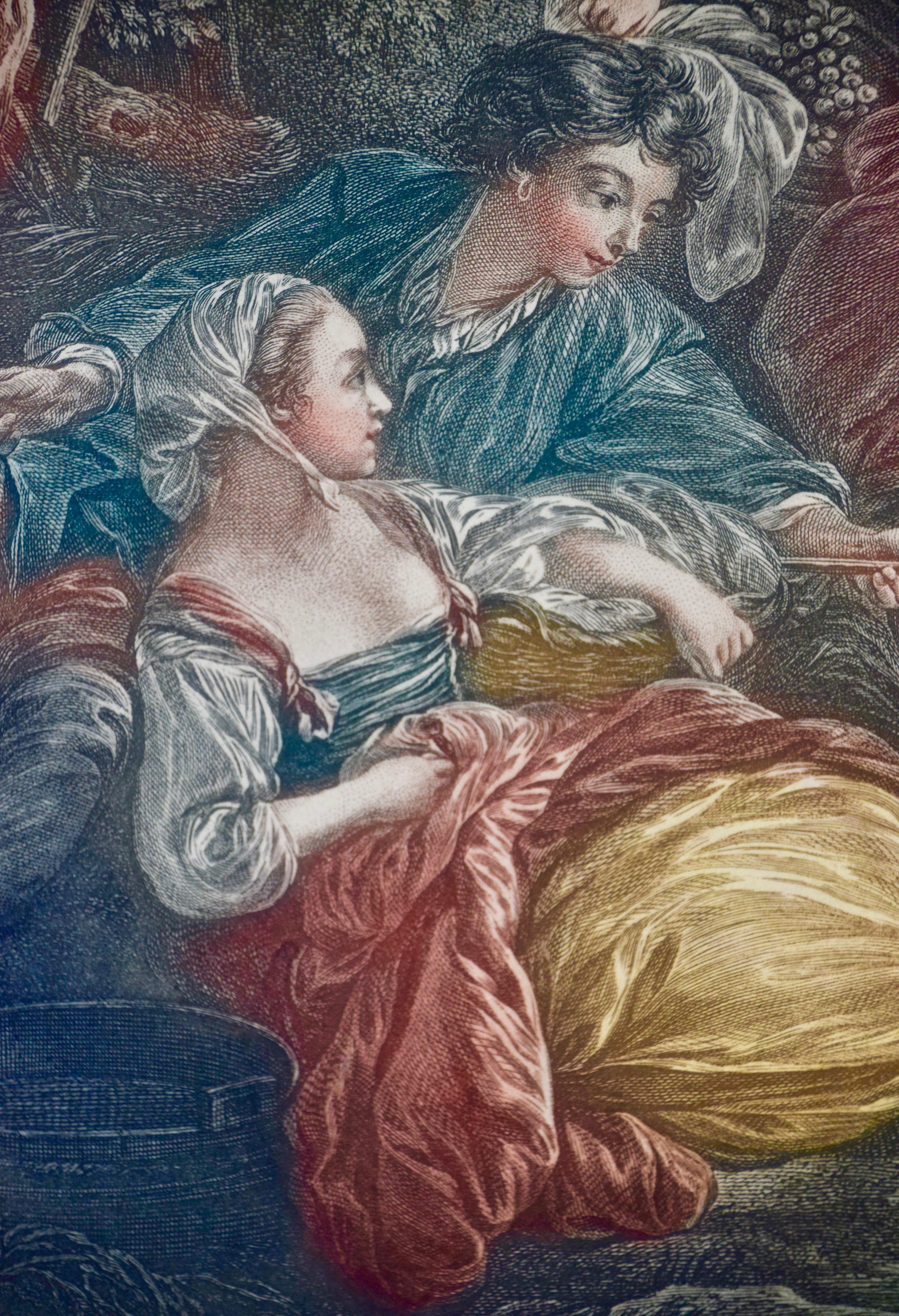Pair of Hand-colored Romantic French Engravings after Francois Boucher  For Sale 8