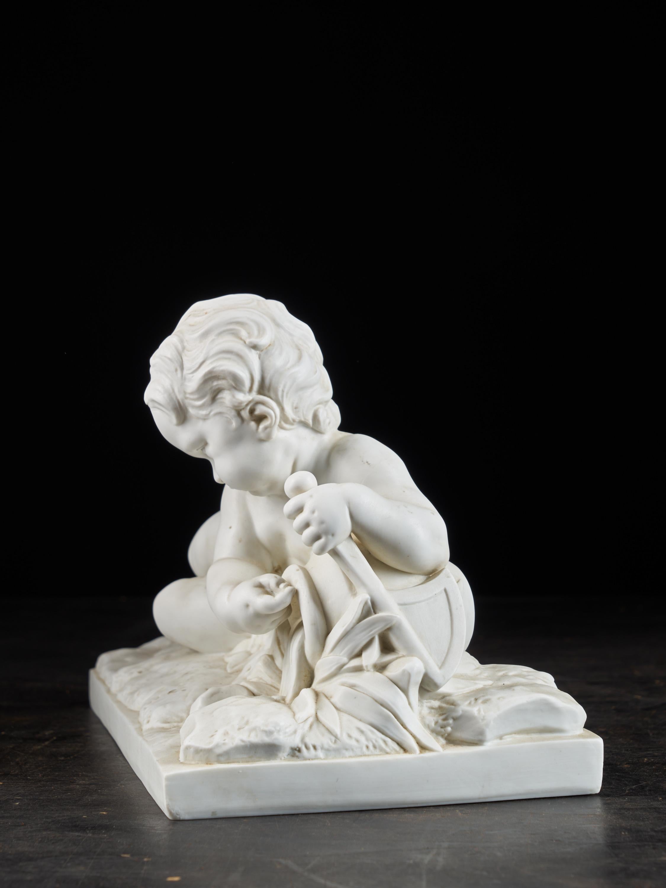 After François Duquesnoy, Biscuit Sculpture of an Angel, Signed In Good Condition In Leuven , BE