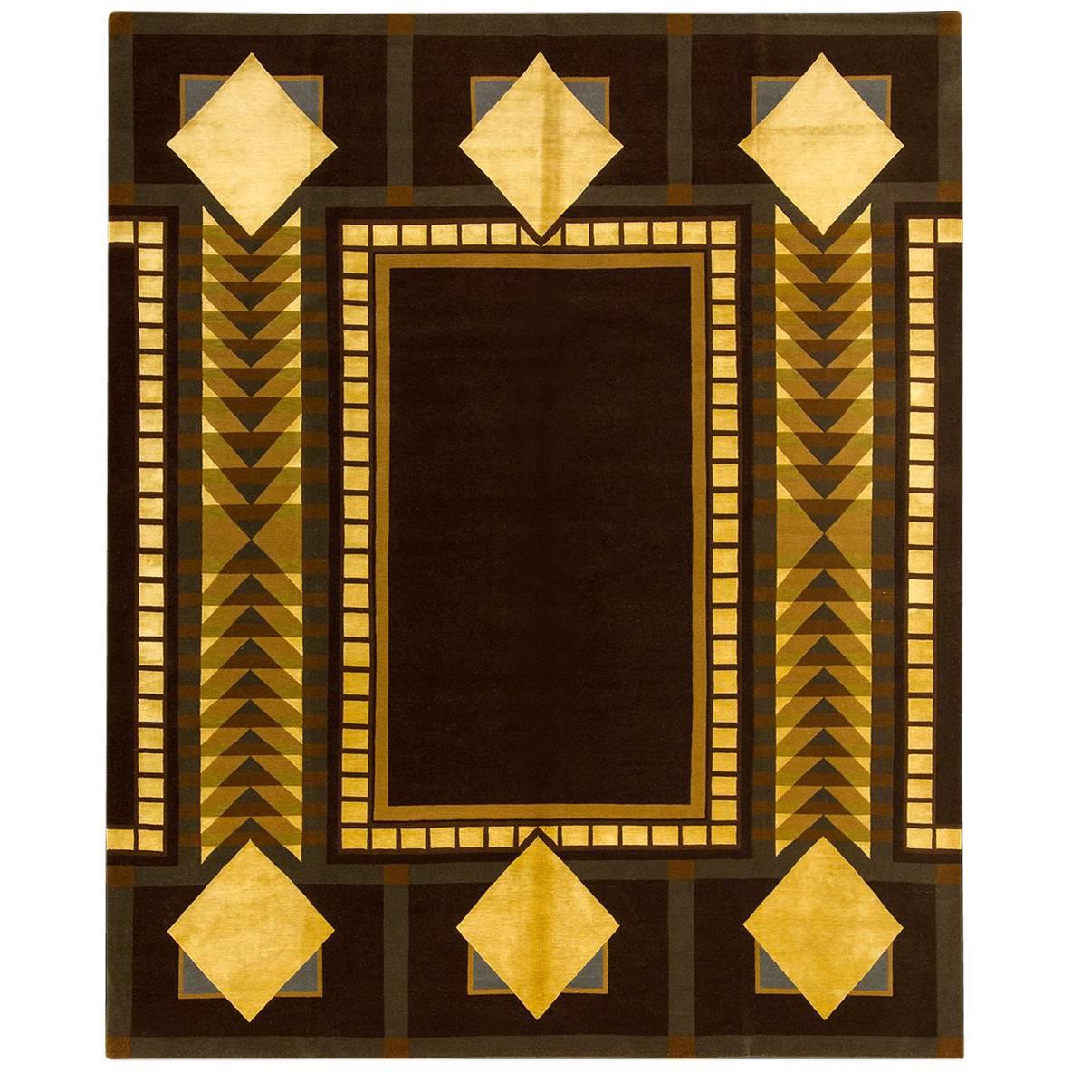 (After) Frank Lloyd Wright, Imperial Square Silk and Wool Rug For Sale