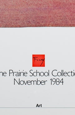 Late 20th century color lithograph prairie style Frank Lloyd Wright architecture