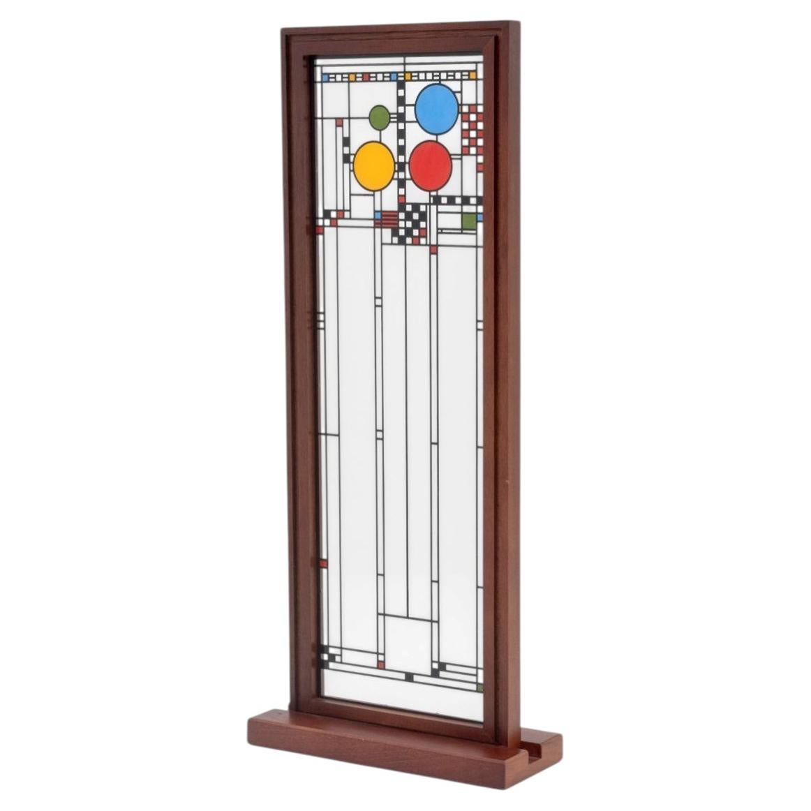 Pre-owned Frank Lloyd Wright After Standing Modern Art Glass Panel In Brown
