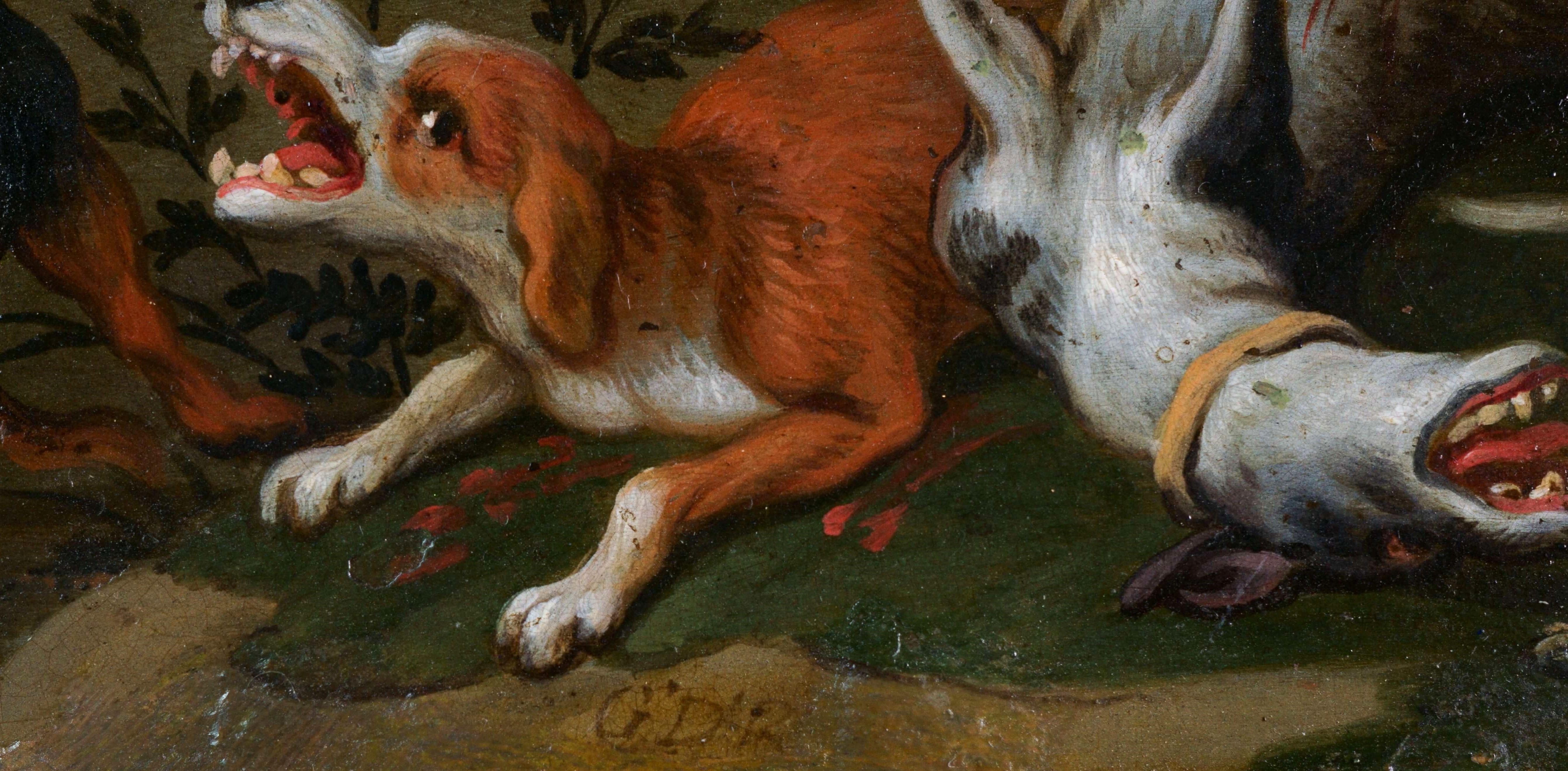 Flemish School of the 17th century Pair of Hunting Scenes Oil on Copper 5
