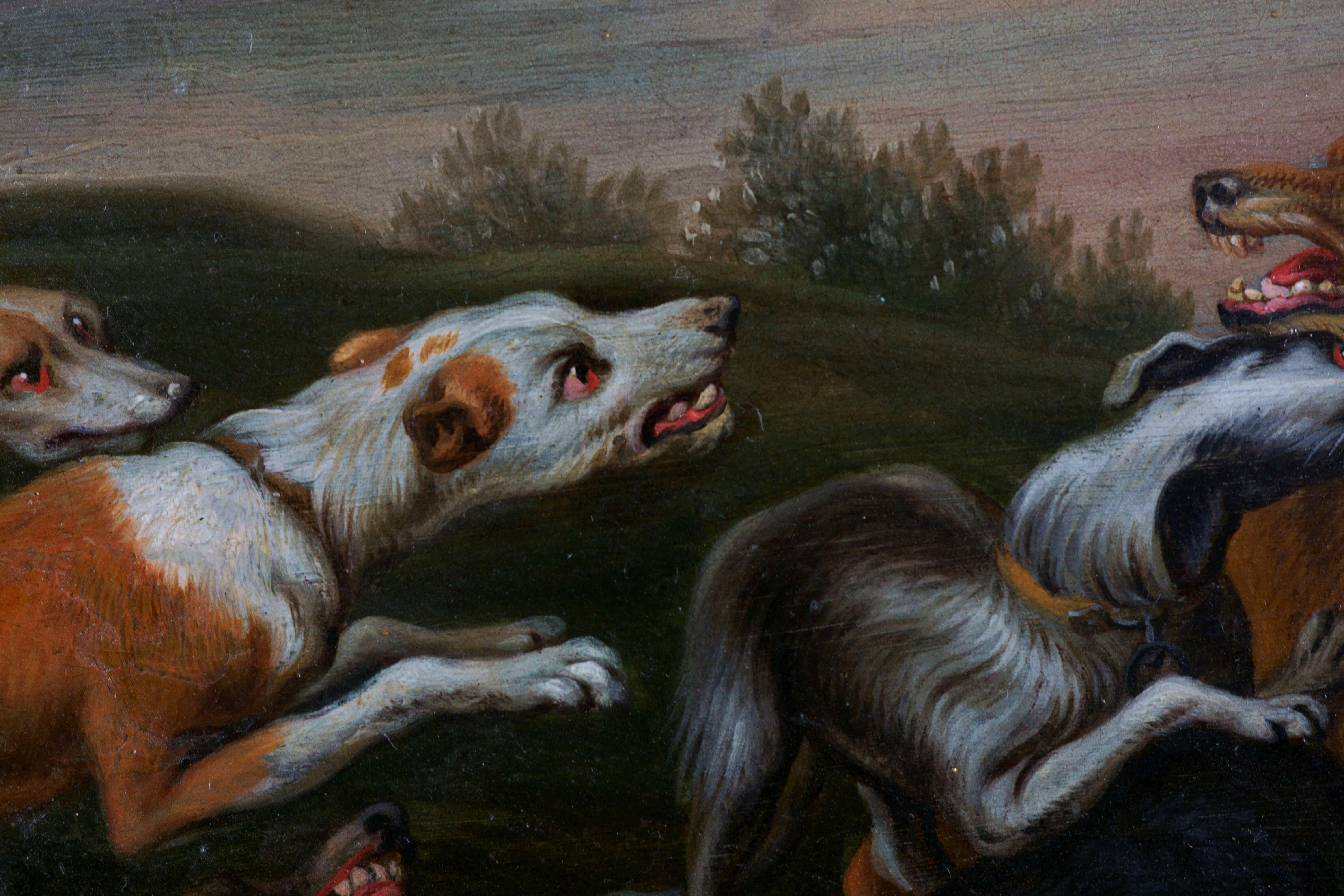 Flemish School of the 17th century Pair of Hunting Scenes Oil on Copper 8