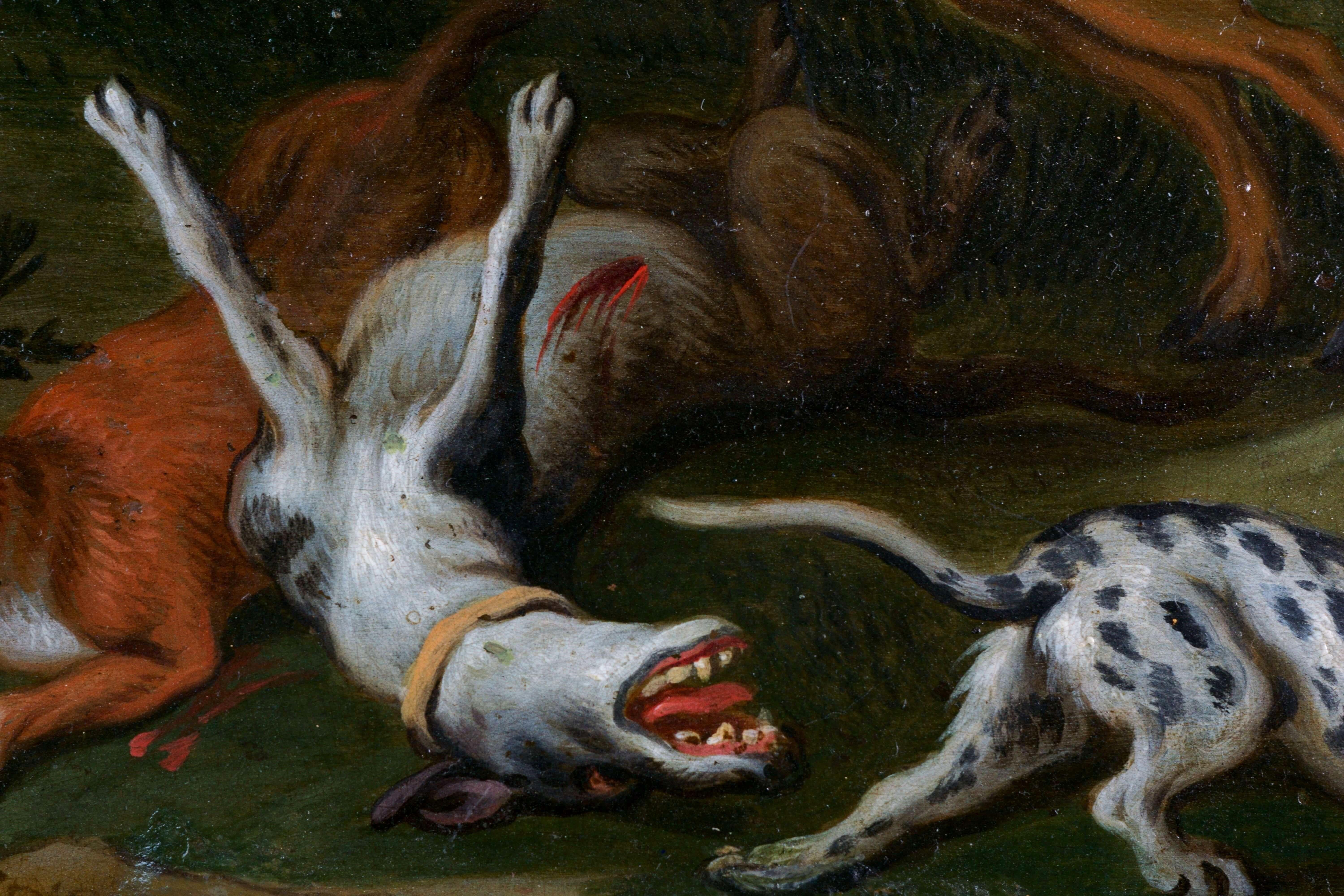Flemish School of the 17th century Pair of Hunting Scenes Oil on Copper 2