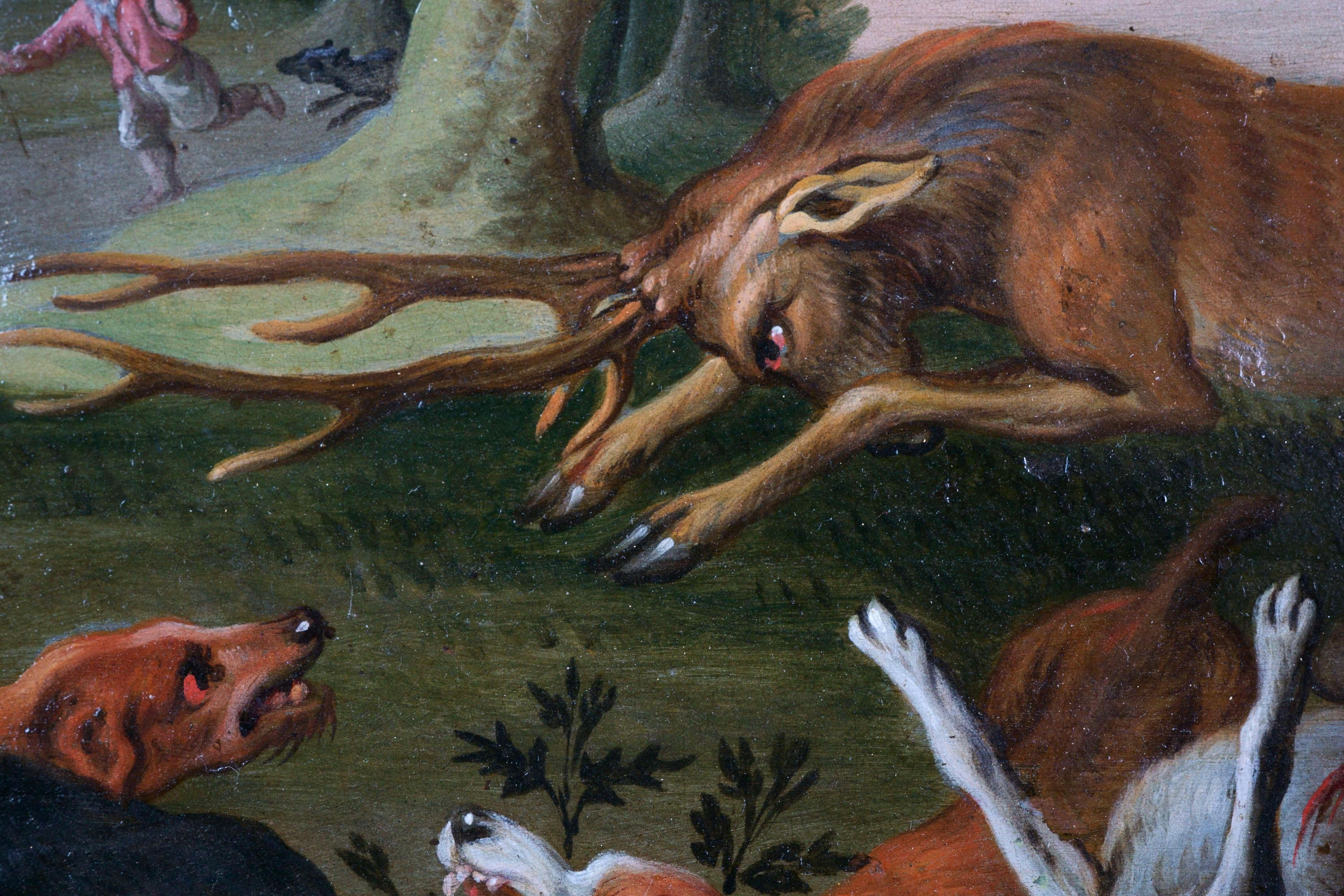 Flemish School of the 17th century Pair of Hunting Scenes Oil on Copper 3