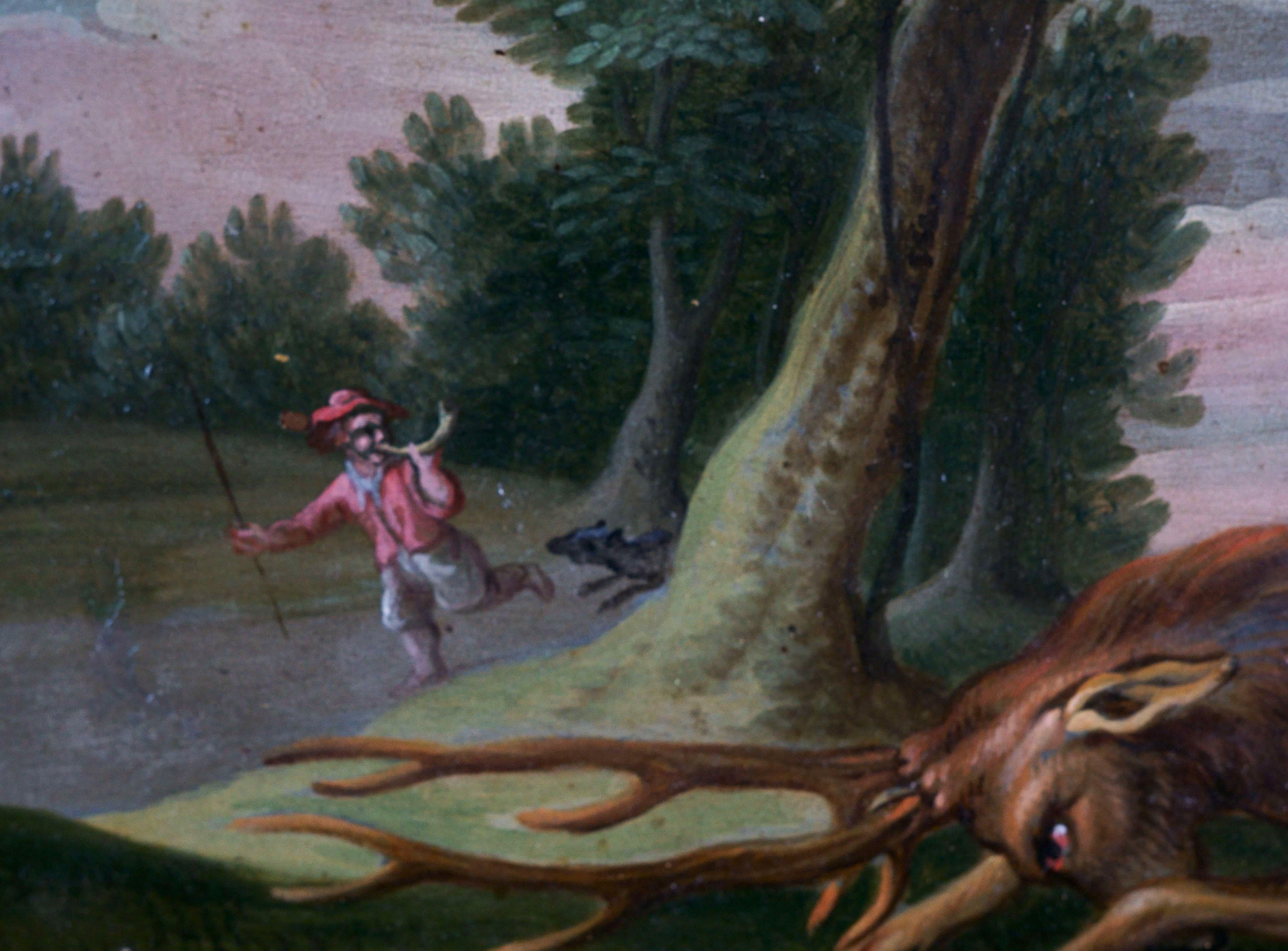 Flemish School of the 17th century Pair of Hunting Scenes Oil on Copper 4