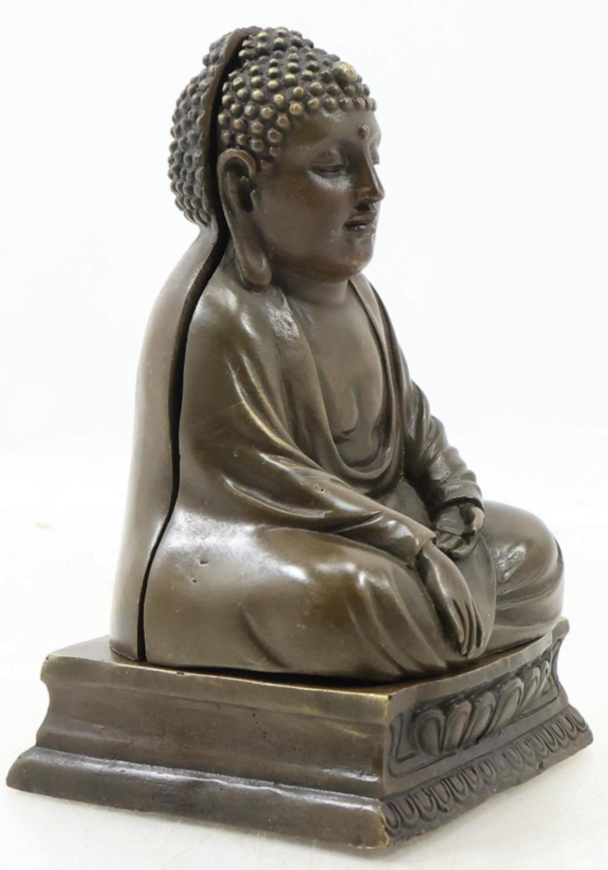 Nach Franz Bergman, Bronze-Buddha-Etui aus Bronze, das sich öffnen lässt, um die nackte Göttin auszustellen im Angebot 3