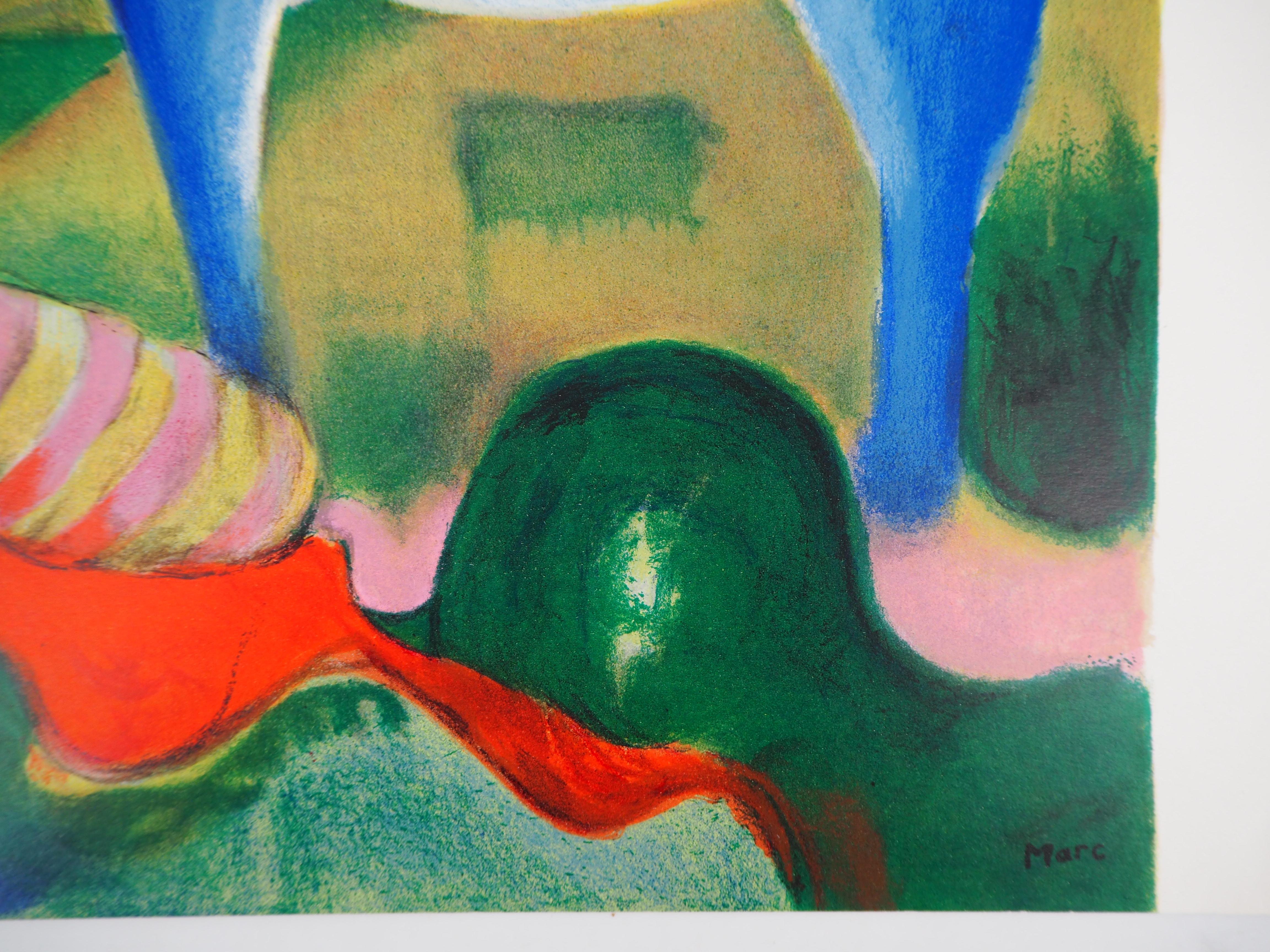 Eden with Blue Horses - Lithograph, Maeght 1962 - Print by (after) Franz Marc