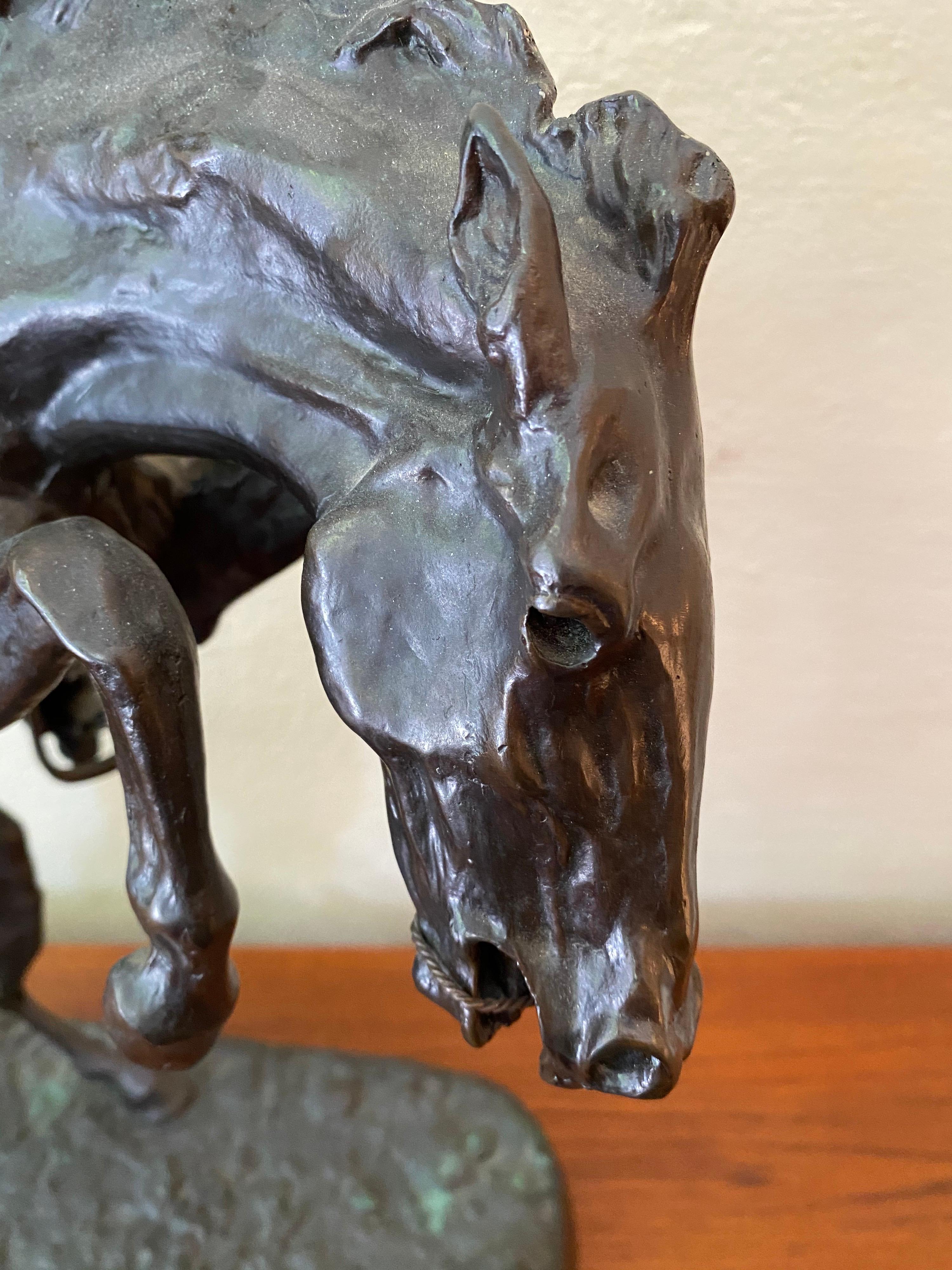 American re-strike of remington's most iconic sculpture, bronco buster! Great size and patina. Casting dates from the 1940s or 1950s and was purchased from the Philadelphia Gallery David and David in the Rittenhouse square area about 15-20 years