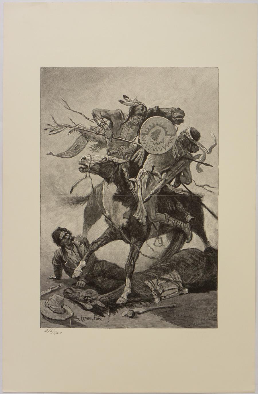 (after) Frederic Remington Figurative Print - Thrust His Lance Through His Body and Rode Him Down