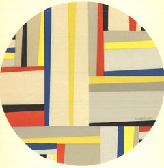 Tondo Lithograph by Fritz Glarner, Signed, 1964, 10 x 7.5 Inches