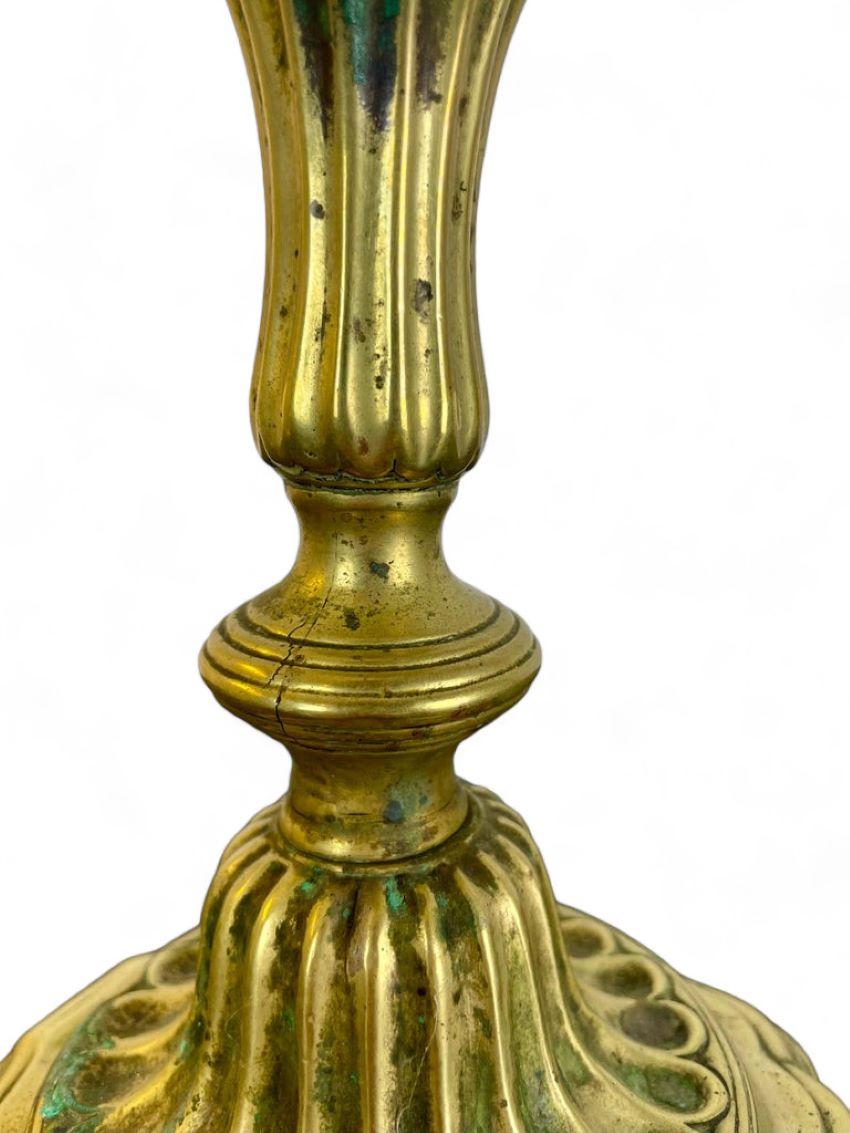 Beautiful Louis XV period candlestick in gilded bronze after the 