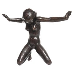 After Georg Kolbe Bronze Female Nude Sculpture Kneeling Woman or Grief