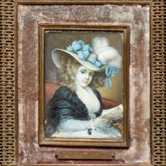 After George Engleheart Portrait Miniature of Mrs. Mills in Regency Brass Frame