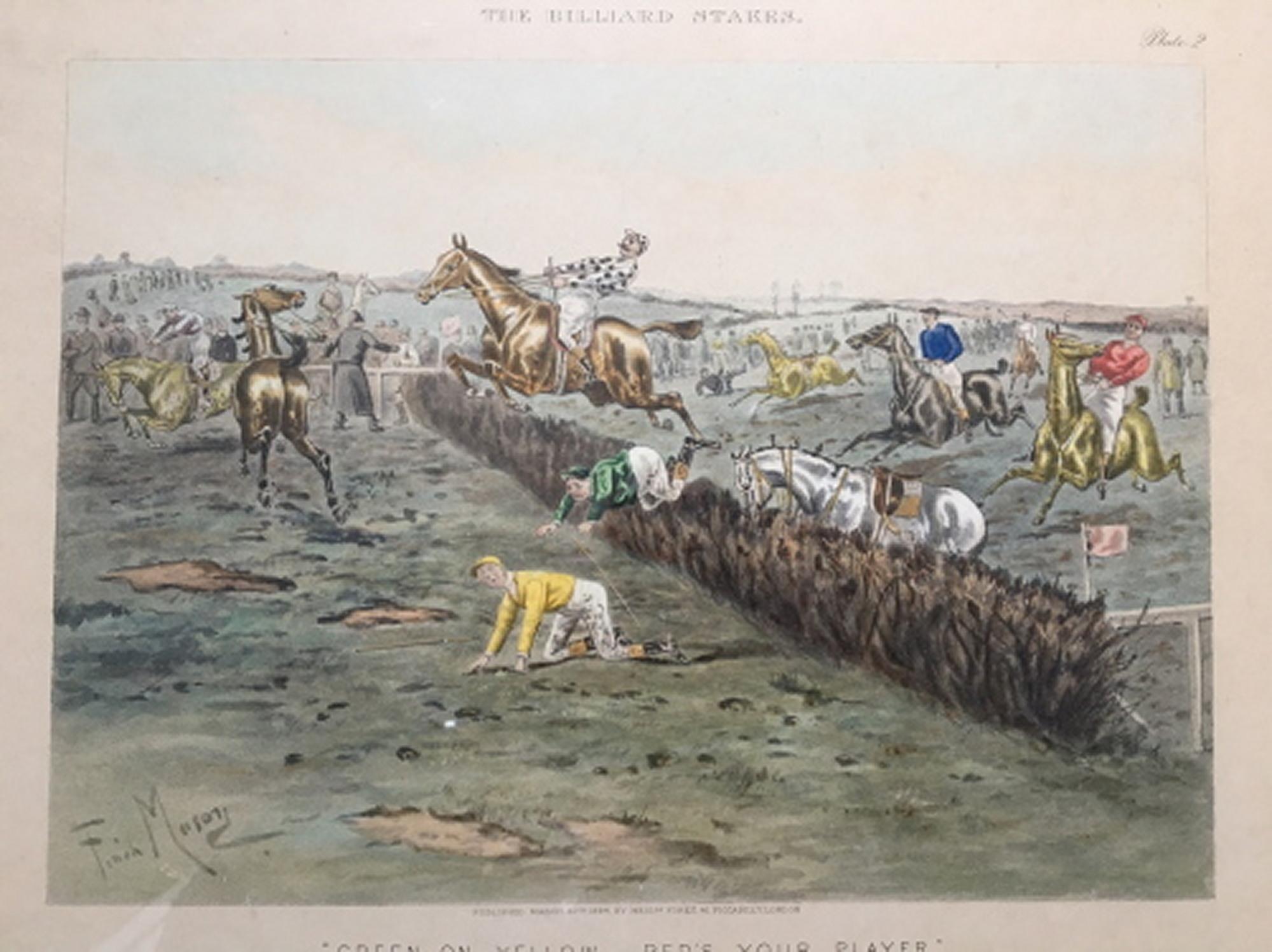 D'après George Finch Mason - un ensemble de quatre aquatintes - « The Billiard Stakes » Bon état - En vente à Pewsey, GB