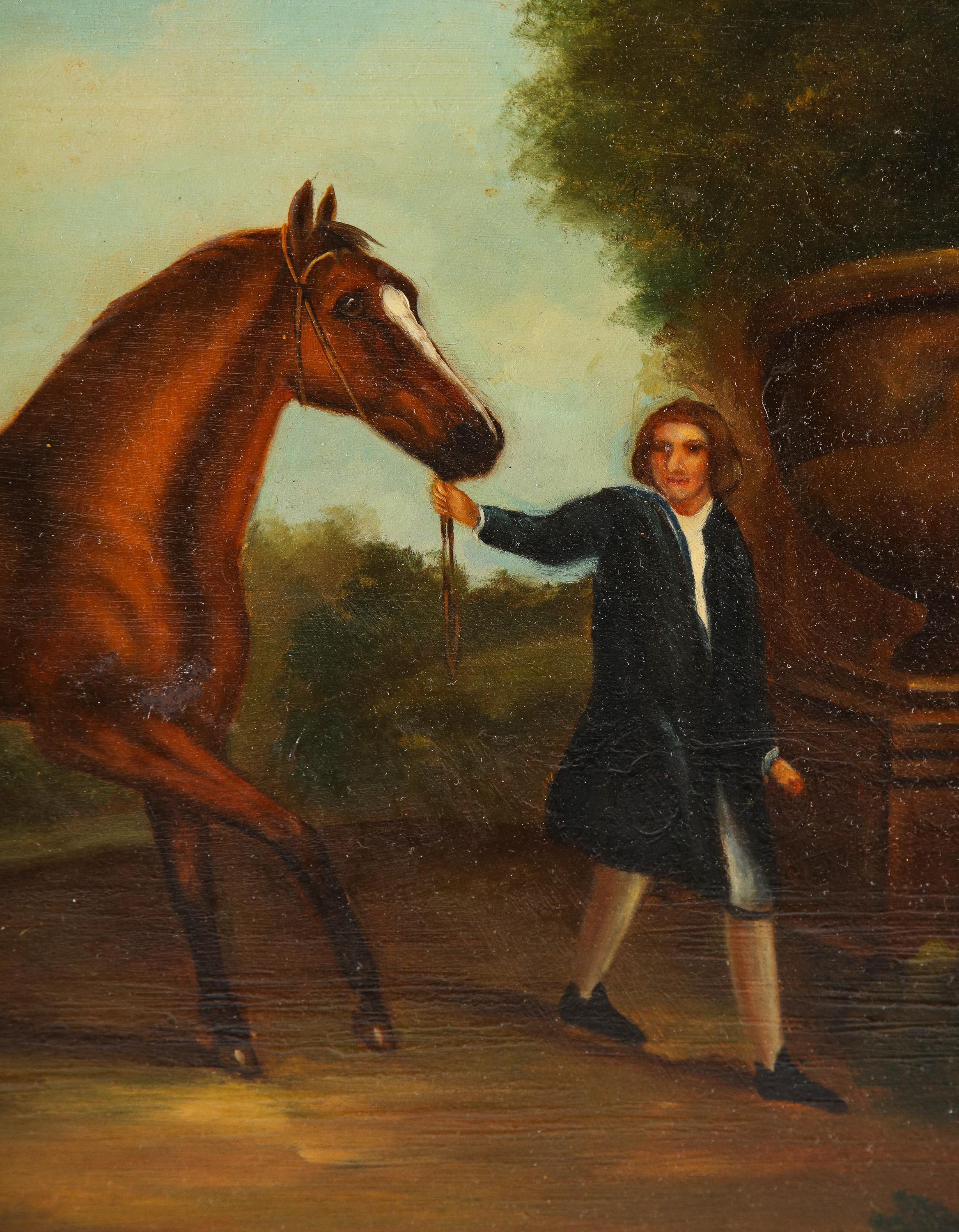 After George Stubbs (1724 - 1806) A Pair Of Horse Equestrian Paintings in Frames 7