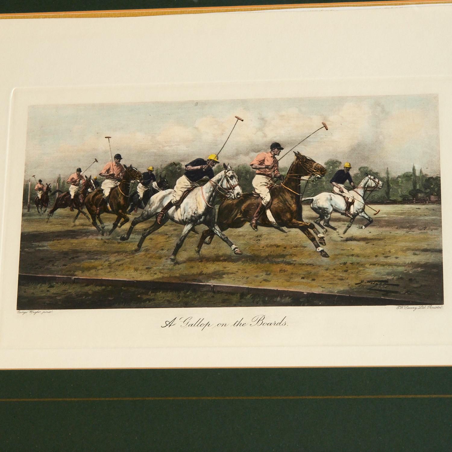 Sporting Art After George Wright Hand-Colored Polo Etchings E.W. Savory Ltd England Publisher