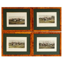 Handkolorierte Polo-Radierungen von George Wright, E.W. Savory Ltd. England Verleger