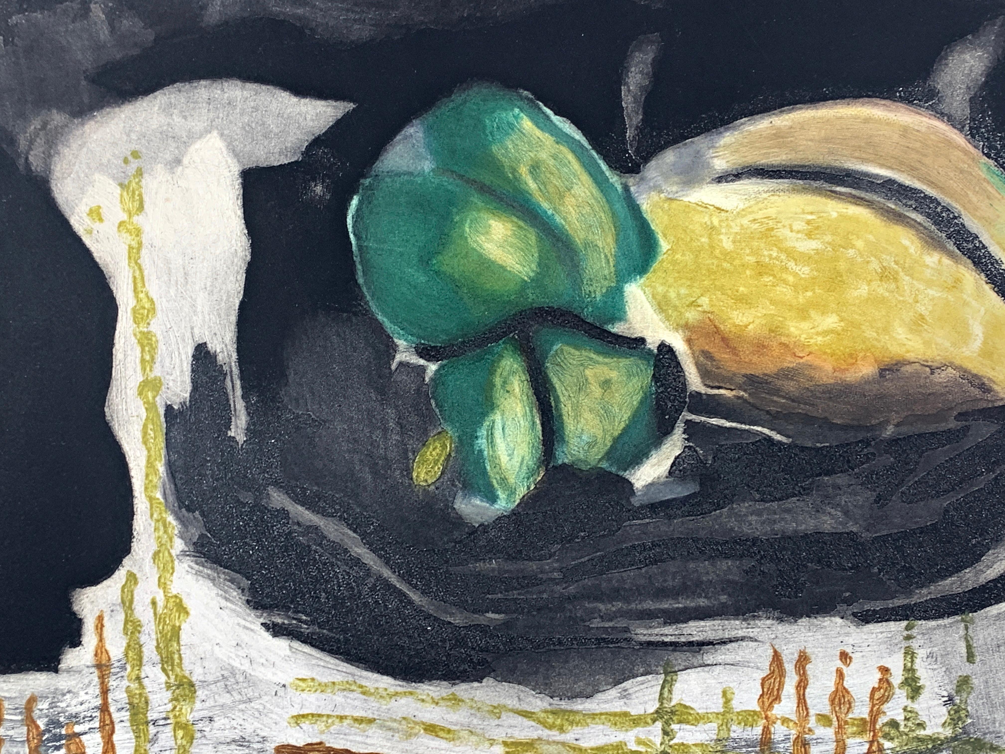 20th Century Impressionist Georges Braque Pichet noir et citron Color Etching For Sale 1
