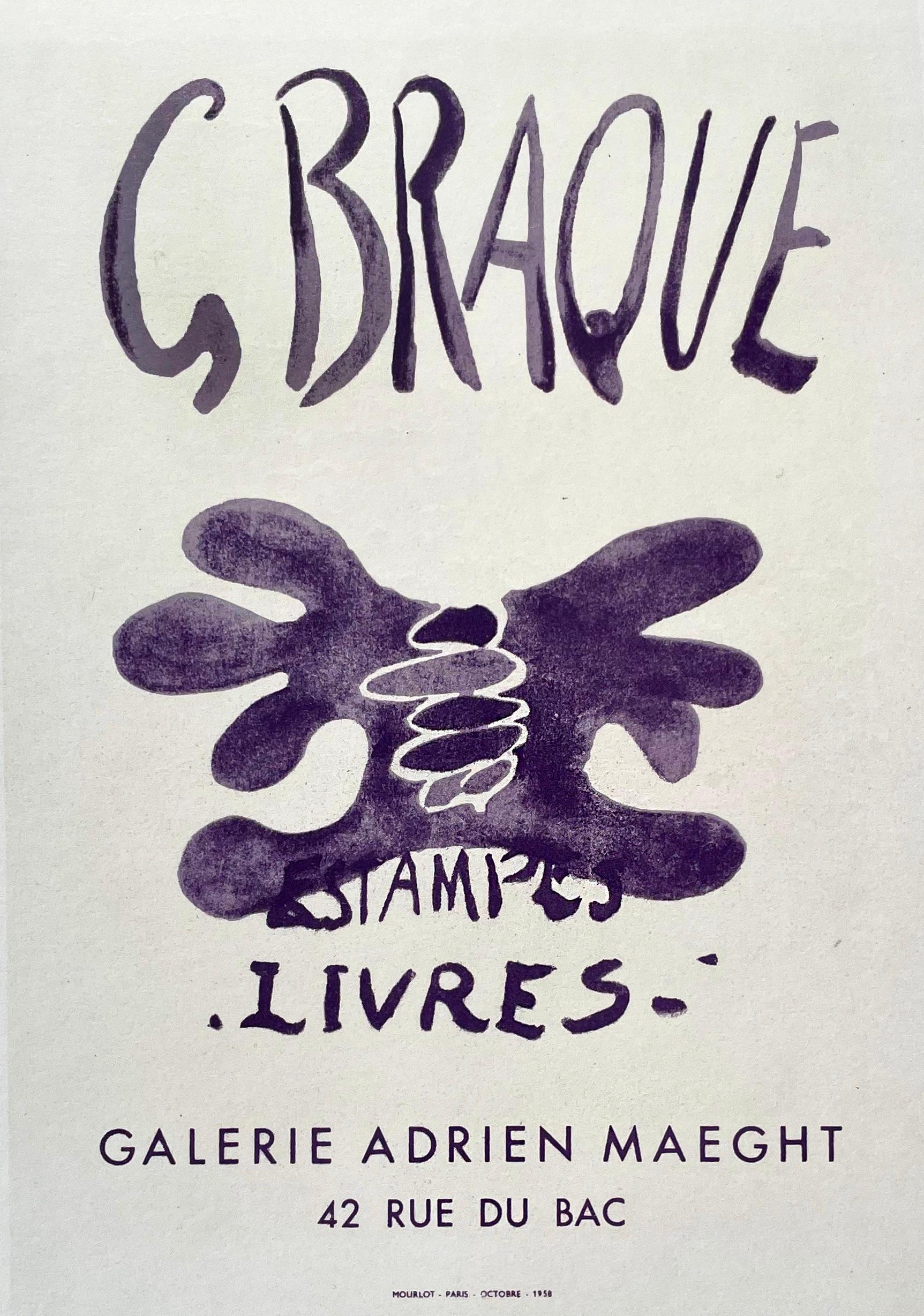 (after) Georges Braque Abstract Print - Abstract Art Exhibition Poster by Georges Braques, Modernist Lithograph 1959
