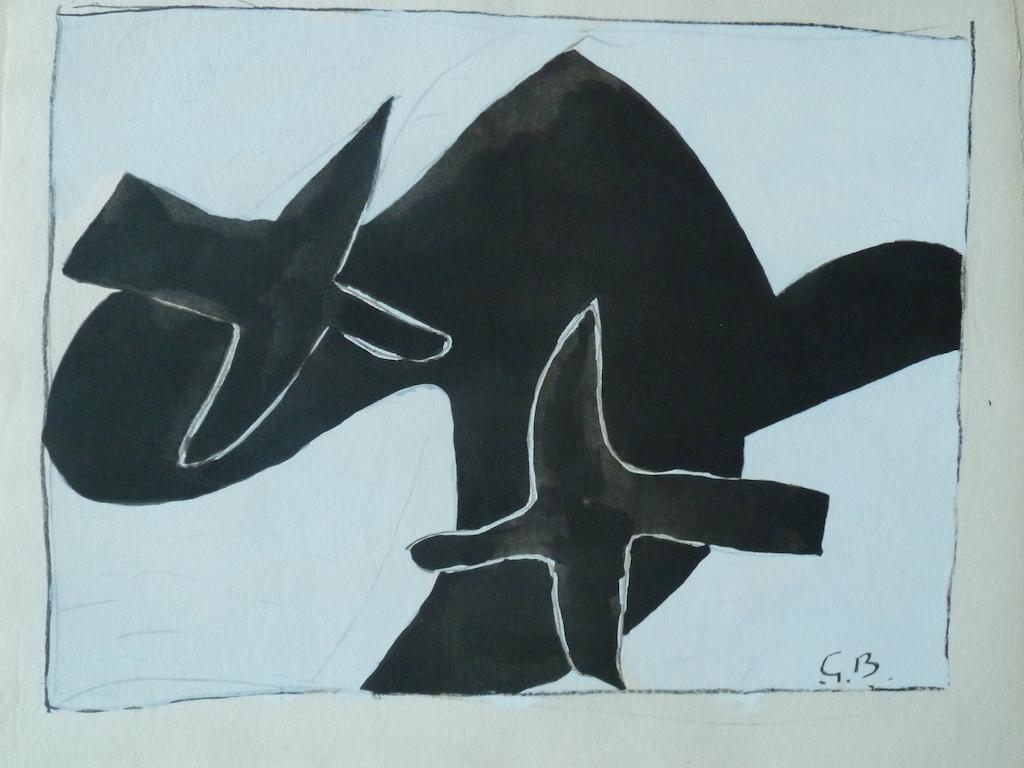 Schwarze Vögel – Lithographie – 1956 (Kubismus), Print, von (after) Georges Braque