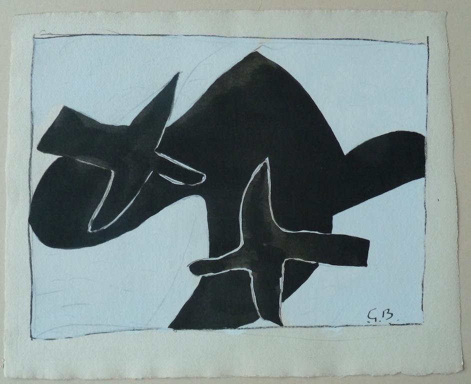 Oiseaux noirs - Lithographie - 1956