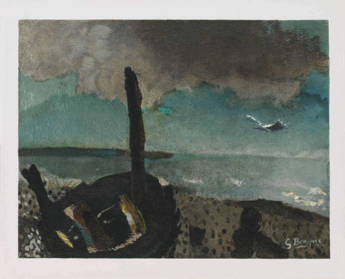 (after) Georges Braque Landscape Print – Boot an einer bretonischen Küste